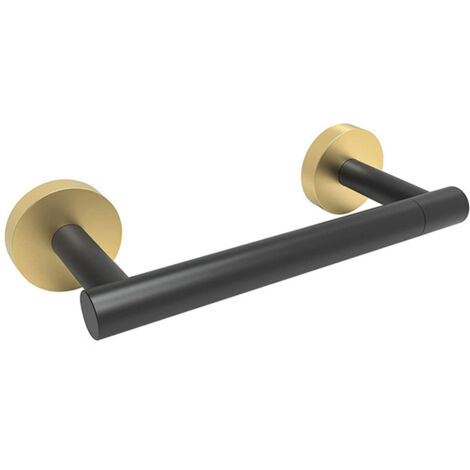 Schwarzgoldener Toilettenpapierhalter, 21 x 9 x 5 cm, 1 Rolle, Edelstahl, doppelsäulig, drehbarer Toilettenpapierhalter, bewegliche Wandhalterung