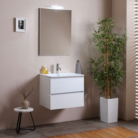 Schwebendes Badezimmermöbel 60 Cm Platzsparend Weiss Holzeffekt Berlin