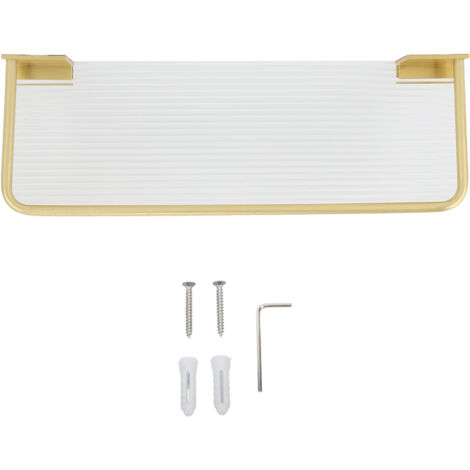 Schwebendes Wandregal aus Aluminium und Acryl, dekoratives Aufbewahrungsregal für Küche, Bad, Wohnzimmer, Schlafzimmer, Goldfarben