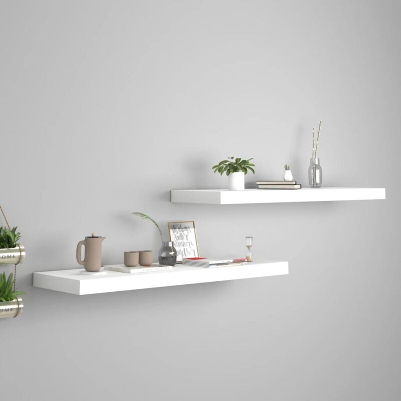 Schweberegale 2 Stk. Weiß 80x23, 5x3, 8 Cm Mdf Vidaxl