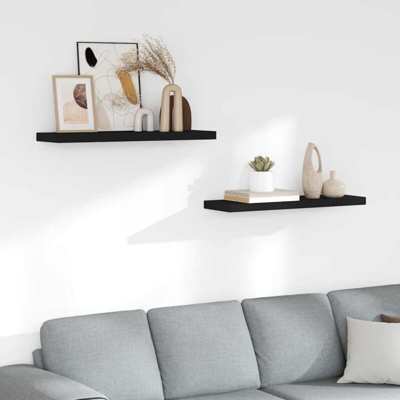 Schweberegale 2 Stk. Schwarz 80x23, 5x3, 8 Cm Mdf Vidaxl
