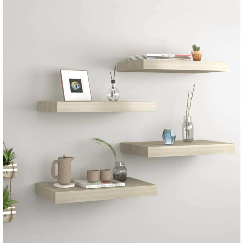 Schwebende Wandregale 4 Stk. Eichefarben 40x23x3, 8cm Mdf Vidaxl