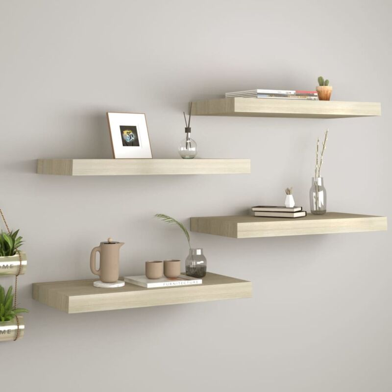 Schwebende Wandregale 4 Stk. Eichefarben 60x23, 5x3, 8cm Mdf Vidaxl