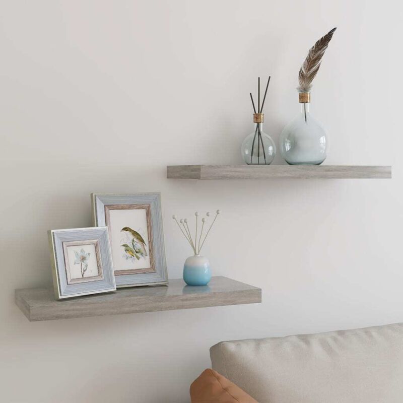 Schweberegale 2 Stk. Betongrau 60x23, 5x3, 8 Cm Mdf Vidaxl