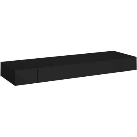Schweberegal mit Schublade Schwarz 80x25x8 cm
