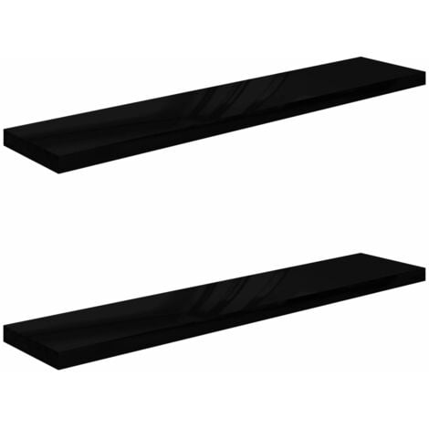 Schweberegale 2 Stk. Hochglanz-Schwarz 120x23,5x3,8 cm MDF vidaXL