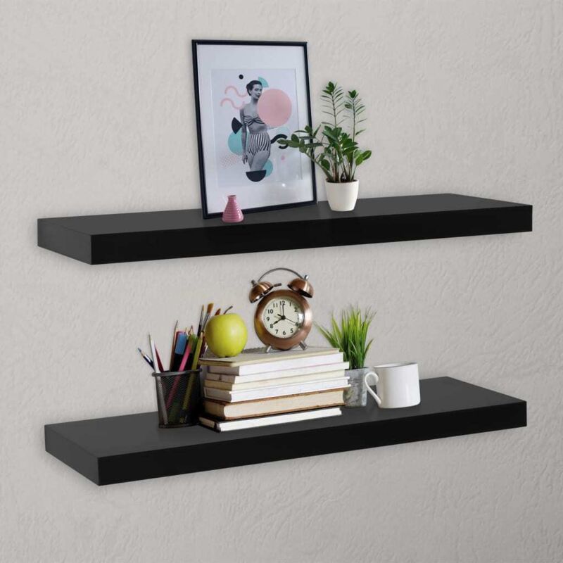 Schweberegale 2 Stk. Schwarz 100x20x3, 8 Cm Vidaxl