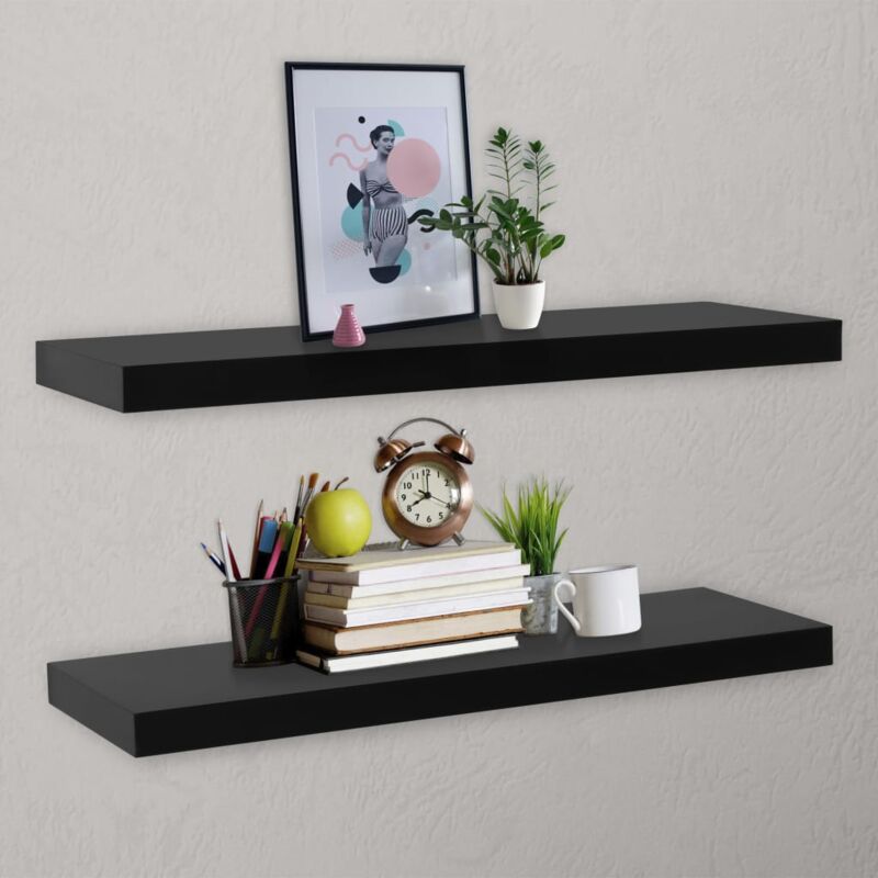 Schweberegale 2 Stk. Schwarz 120x20x3, 8 Cm Vidaxl