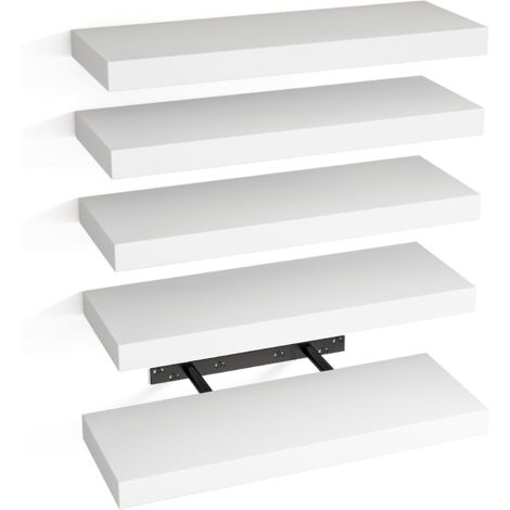 Schweberegale für die Wand, 40,1 cm, weiße Regale, Wandregal mit unsichtbarer Halterung für Badezimmer, Wohnzimmer, Schlafzimmer, Küche, Bürodekor (5 Stück)