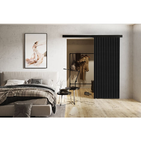 EMPORIUS 100 cm Belor - Schiebetür mit Lamellen, Design Zimmertür - Schiebetürsystem