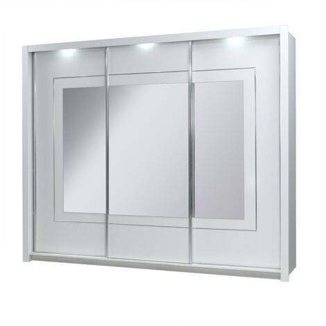 Schwebetürenschrank in weiß Hochglanz PALINURO-166, 208cm breit