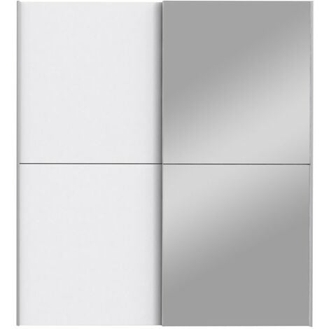 Schwebetürenschrank mit Spiegel weiß 170 cm - WHITE KISS - Die Möbelfundgrube