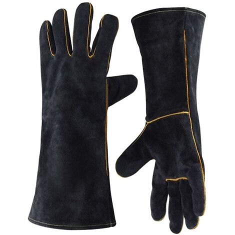 Schweißerhandschuhe aus Leder, hitzebeständig bis 500 °C, Hochtemperatur-Arbeitshandschuhe zum Schweißen, Grillen, Kochen, Backen, für Öfen und Gartenarbeit