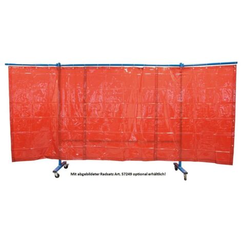 Schweißerschutzwand 3-teilig, mit Folienvorhang, rot,