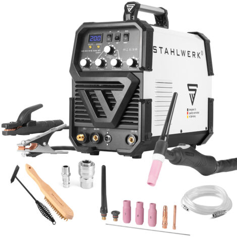 STAHLWERK AC/DC WIG 200 ST IGBT Kombi Schweißgerät mit 200 Ampere WIG MMA Aluminium Schweißen 7 Jahre Herstellergarantie