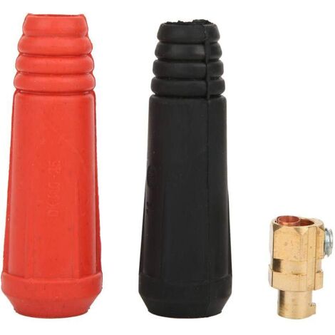 Schweißkabelverbinder, 5-teiliger Schnellstecker 10-25 Quadratischer europäischer Schweißmaschinenstecker Typ L, Rot + Schwarz, mit hoher Leitfähigkeit und langer Lebensdauer