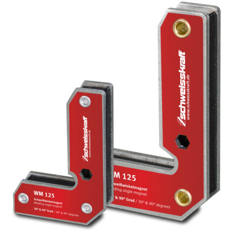 Schweißkraft Winkelmagnete WM 125 (2 Stück, Winkel 90°+270°Haltekraft 9 + 14 kg)