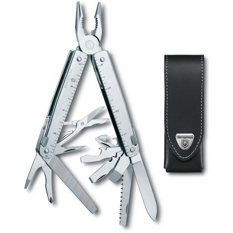 Schweizer Multitool Victorinox SwissTool X, 28 Funktionen, robust, Gewicht 345 g, aus Edelstahl, mit Lederetui