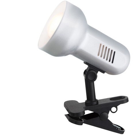 Schwenkbare Klemmleuchte / Klammerleuchte Silber mit LED Leuchtmittel