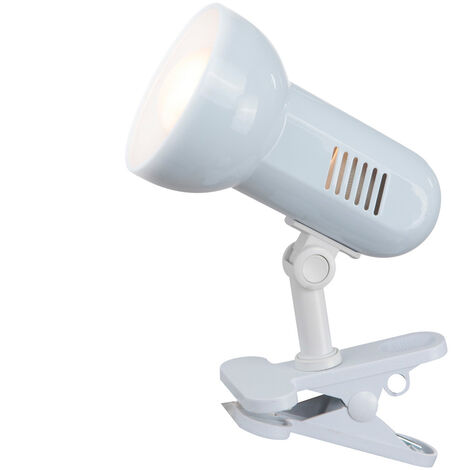 Schwenkbare Klemmleuchte / Klammerleuchte Weiß mit LED Leuchtmittel