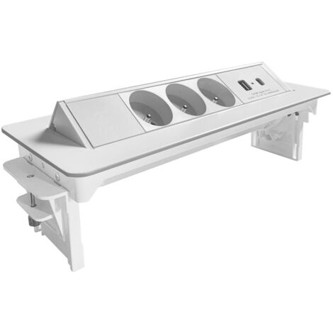 Schwenkbarer Steckdosenblock 3 Steckdosen + 1 USB - 1 USB C-Anschluss - Weiß Arlux Lighting
