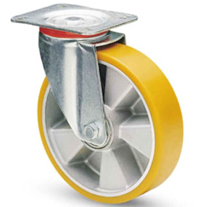 Image of Trade Shop - RUOTA GIREVO in POLIURETANO AVOLAN Sh A 91 NEW ALLUMINIUM - -125 mm -