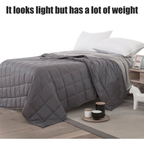 Schwere Bettdecke für besseren Schlaf und zur Stressbewältigung für Erwachsene und Kinder  Mikrofaser  Gefüllt mit Glasperlen  91 x 122 cm, Grau  Polyester  1 Bettdecke