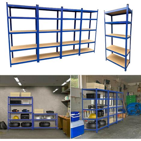 Schwerlastregal 875 kg Lastenregal Kellerregal Werkstattregal Lagerregal Metall mit MDF Regalböden 180cm x 90cm x 40cm Garagenregal - Blau