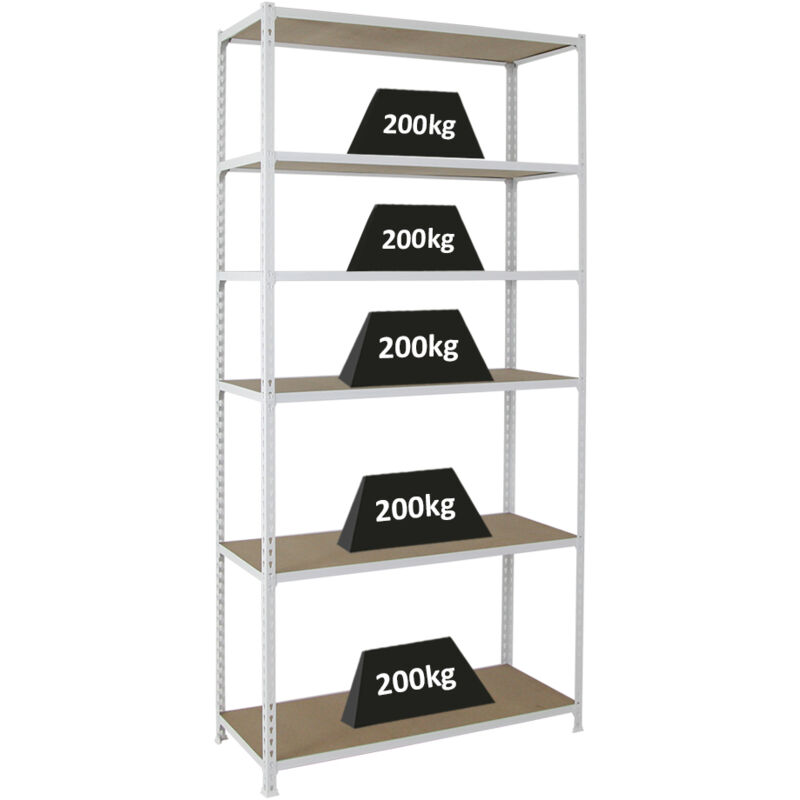 Proregal-zertifizierte Qualitätsprodukte - tagère charge lourde giant muli HxLxP 250x120x40cm 200kg par niveau Blanc Étagère robuste de Garage,