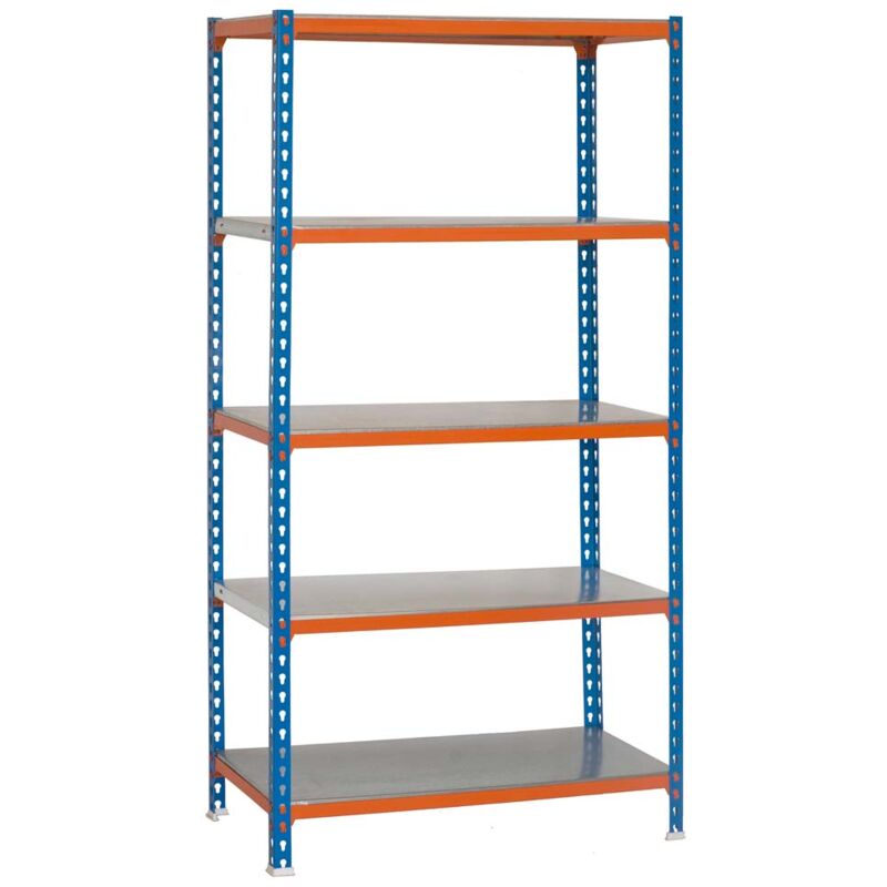 Tagère pour charges lourdes big metal shark HxLxP 200x100x40cm Charge du compartiment 180kg Bleu-orange