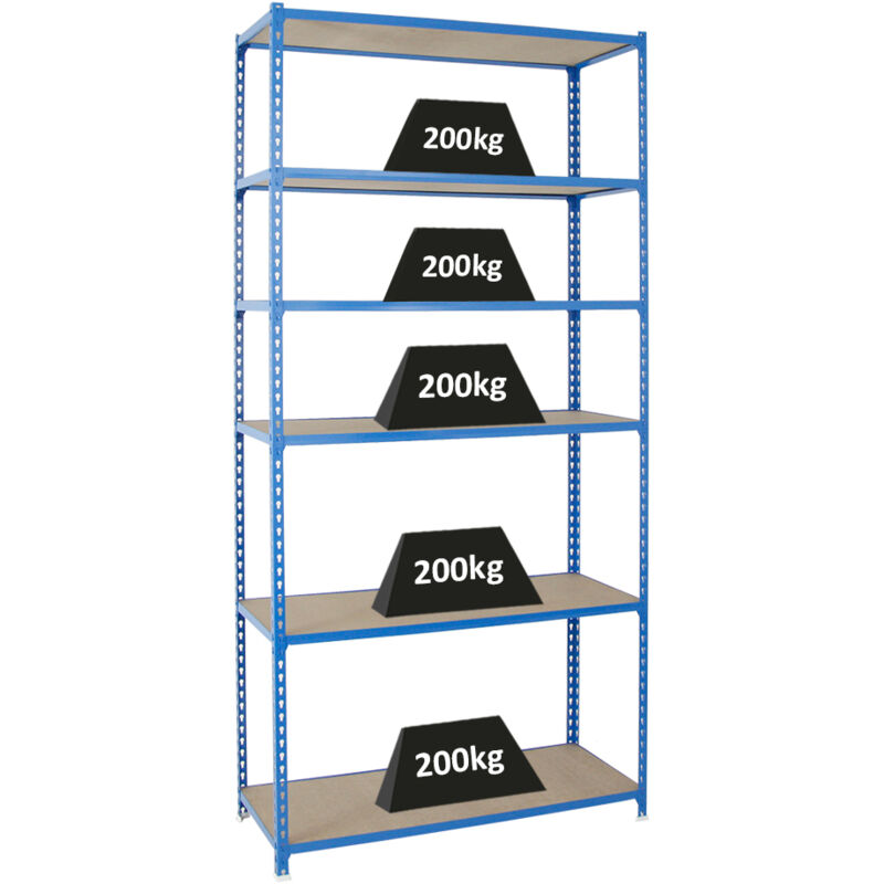 Proregal-zertifizierte Qualitätsprodukte - tagère charge lourde giant muli HxLxP 250x120x40cm 200kg par niveau Bleu Étagère robuste de Garage,