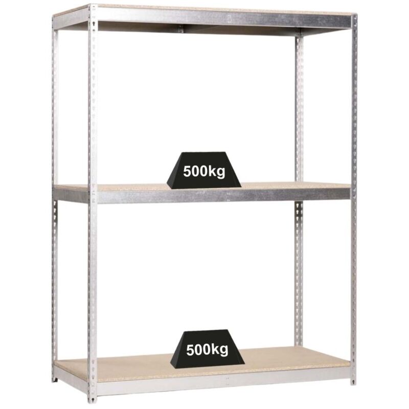 Tagère pour charges lourdes wood beast three HxLxP 200x210x75cm 3 niveaux Charge du compartiment 500kg Galvanisé Etagère grande portée, étagère