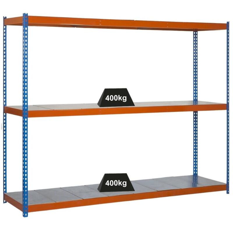 Tagère pour charges lourdes mid metal yeti three HxLxP 150x120x45cm Charge du compartiment 400kg Bleu-orange