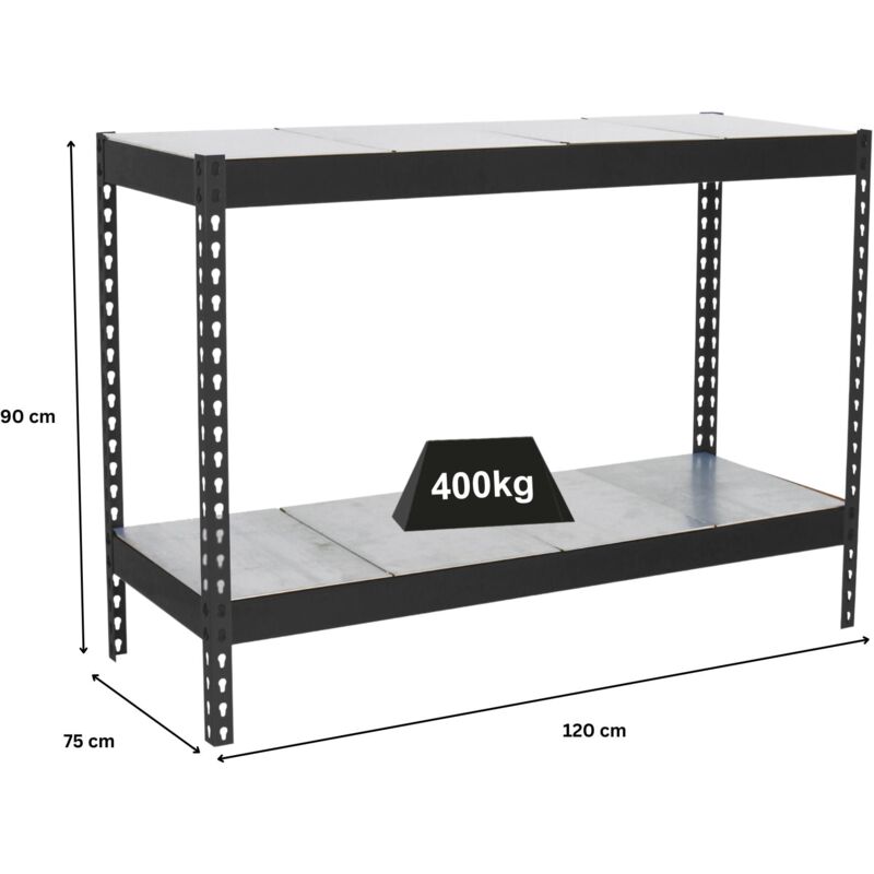 Tagère pour charges lourdes mini metal yeti two HxLxP 90x120x75cm Charge du compartiment 400kg anthracite