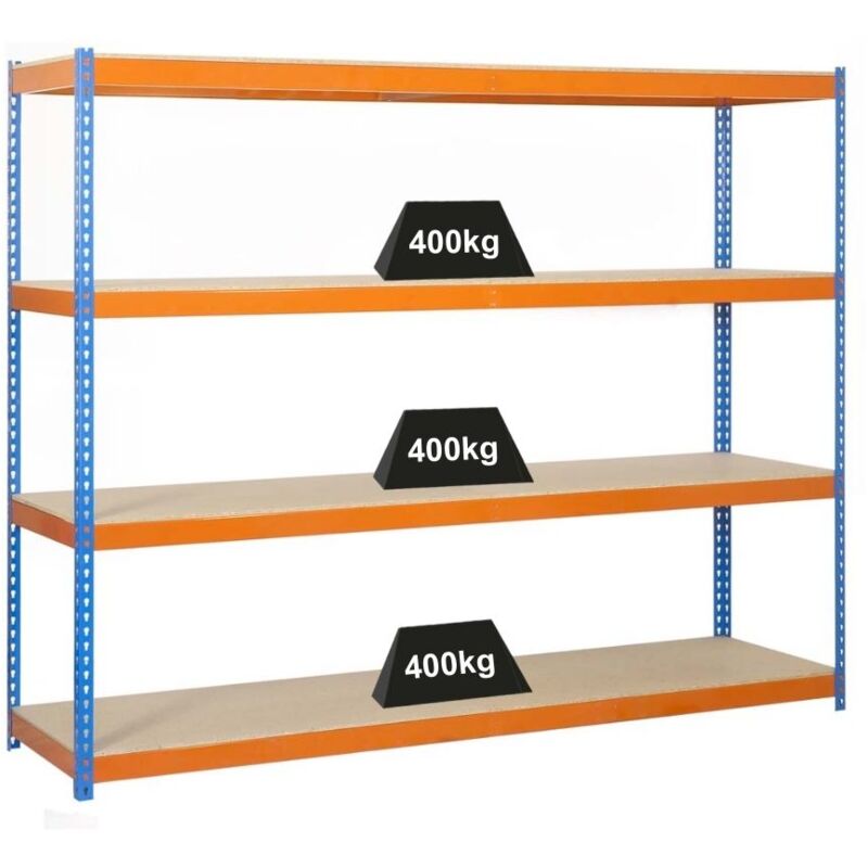 Tagère pour charges lourdes big wood yeti four HxLxP 200x150x45cm Charge du compartiment 400kg Bleu-orange