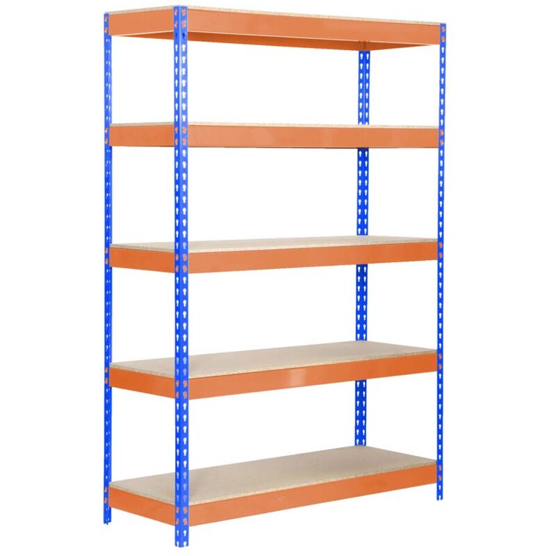 Tagère pour charges lourdes wood yeti light five HxLxP 200x100x45cm Charge du compartiment 300kg Bleu-orange