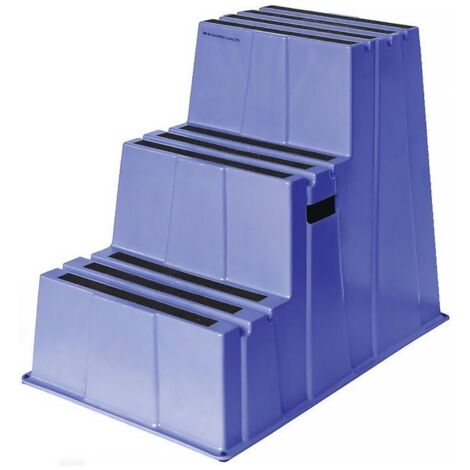 Schwerlasttritt Stufen einschl. Plattform 3 Plattformhöhe 730 mm Kunststoff blau