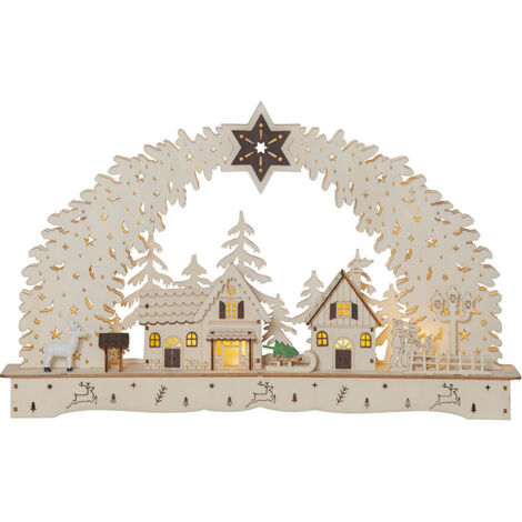 Schwibbogen Bamberg Holz Weihnachtsdorf Timer warmweiß B 45cm