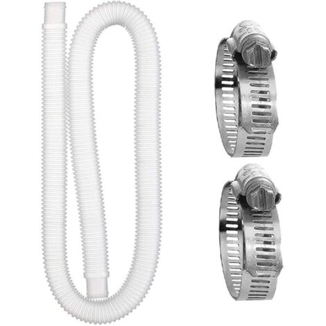 Schwimmbadschlauch, Ersatz-Poolschlauch, Poolpumpenschlauch mit Klemmen, 1,5 m / 32 mm flexibler Wasserschlauch, Zubehör für Aufstellpoolpumpen