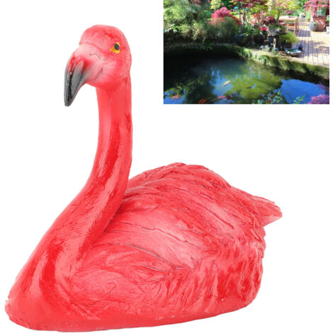Schwimmende Flamingo-Dekoration aus Kunstharz für Teich, Aquarium, Garten, Terrasse, Rasen kleiner roter Flamingo mit erhobenem Kopf originelles Geschenk