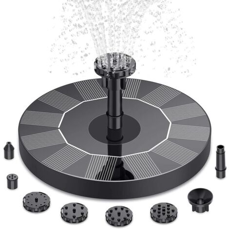 Schwimmender Solar-Gartenbrunnen mit 6 Düsen, Solar-Teichpumpe, Solar-Gartenbrunnen, Vogeltränke, Teich