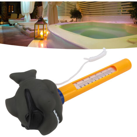 Schwimmendes Haifisch-Thermometer für Schwimmbäder, PVC-Glas, 22 cm, Duale Temperaturanzeige (Celsius, Fahrenheit) für Whirlpools und Aquarien