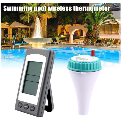 Schwimmendes, kabelloses Spa-/Poolthermometer mit 3 Kanälen, 100 m Reichweite, LCD-Display, Temperaturanzeige von -40 °C bis 60 °C, Alarmanzeige, Kunststoff