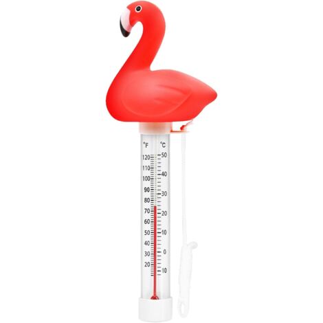 Schwimmendes Poolthermometer, große Größe, leicht ablesbare Wassertemperatur für Schwimmbecken, Whirlpool, Teich, Flamingo