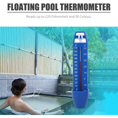 Schwimmendes Poolthermometer mit Seil – Robustes PP-Wassertemperaturthermometer, 17 cm, blau, für Schwimmbäder/Whirlpools/Badewannen/Aquarien