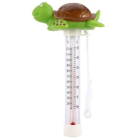 Schwimmendes Wasserthermometer, Schwimmendes Wasserthermometer für Schwimmbäder, Poolthermometer mit grünem Schildkröten-Cartoon
