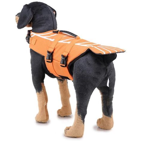 Schwimmweste für Haustiere (Garnelenorange, Größe M), reflektierender Badeanzug - Schwimmweste für Hunde
