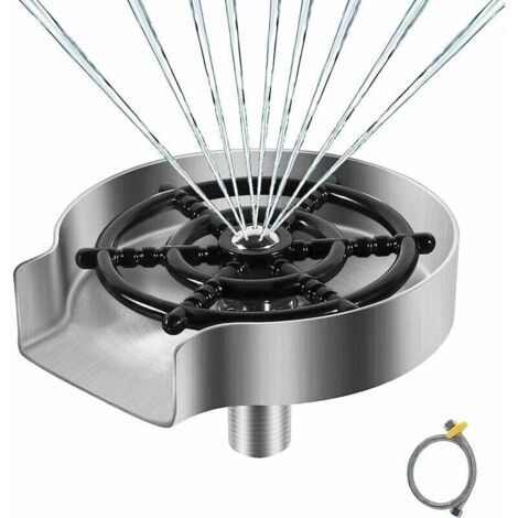 Sciacquatrice per vetro in acciaio inossidabile, Accessori per lavello da cucina, Rondella metallica, Sciacquatrice per vetro per lavandino, Detergente per vetri, Accessori da cucina, Argento opaco