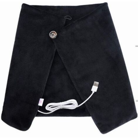 Scialle riscaldato elettrico, coperta riscaldata, cuscinetto riscaldante USB traspirante, scialle riscaldato unisex per alleviare il dolore a spalle, ginocchia e stomaco, nero