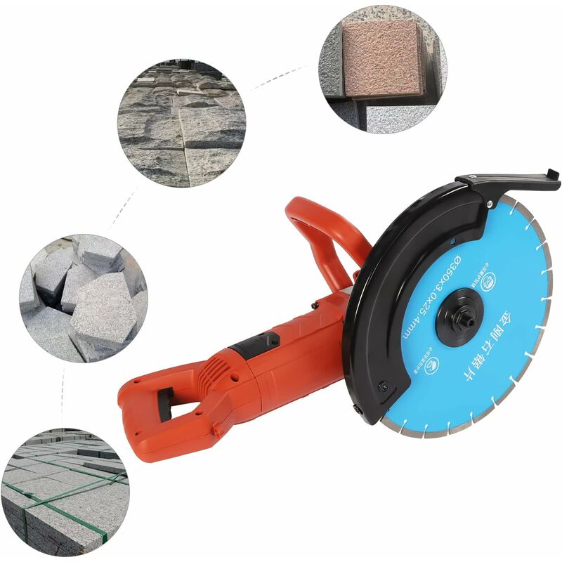 Scie à béton électrique 3000 w 3800 tr/min - Rainureuse murale sans poussière avec lame diamantée de 350 mm de qualité supérieure - Pour carrelage,